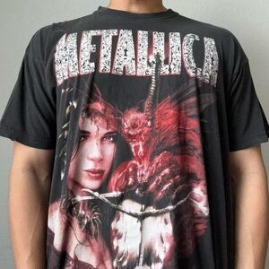 Vintage 2000s Metallica Band AOP Graphics Black T-Shirt Y2K